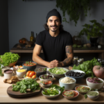 pic of chef with fresh plant based ingredients